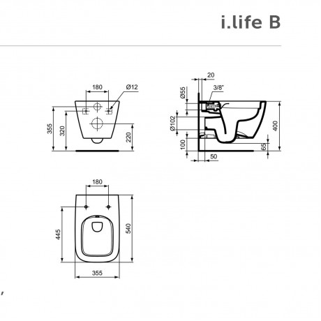 T534701 i.Life RimLS - Конзолна Тоалетна Чиния